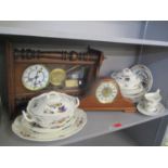 A mixed lot to include a Victorian regulator wall clock, Seiko mantle clock and Wedgwood Chinese