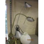 Two modern table lamps and a milk glass oil lamp shade