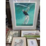 Pictures to include Victor Spahn - The Golfer signed print, David Sheppherd, a Terry Harrison