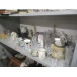 A mixed lot to include Italian cut glassware, mixed figures and other items