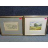 Trevor Waugh - Day Trippers - watercolour, signed 6" x 8 1/4" mounted in a glazed frame, along