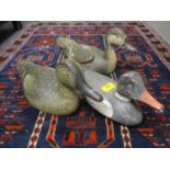 Three painted wooden decoy style ducks. Location:RAB