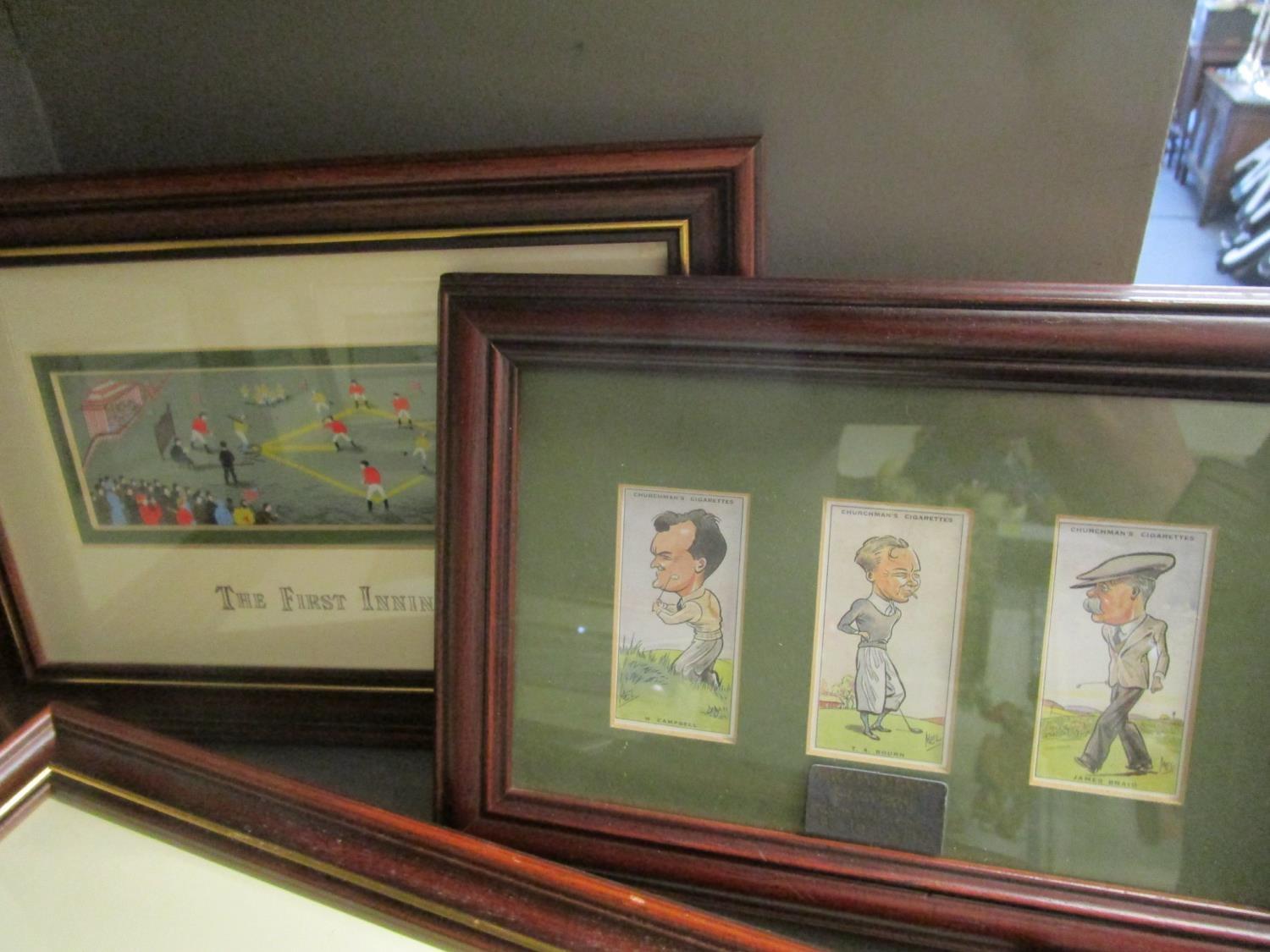 A group of six framed and glazed Cash's embroideries of sporting scenes, and a group of golfing - Image 4 of 5