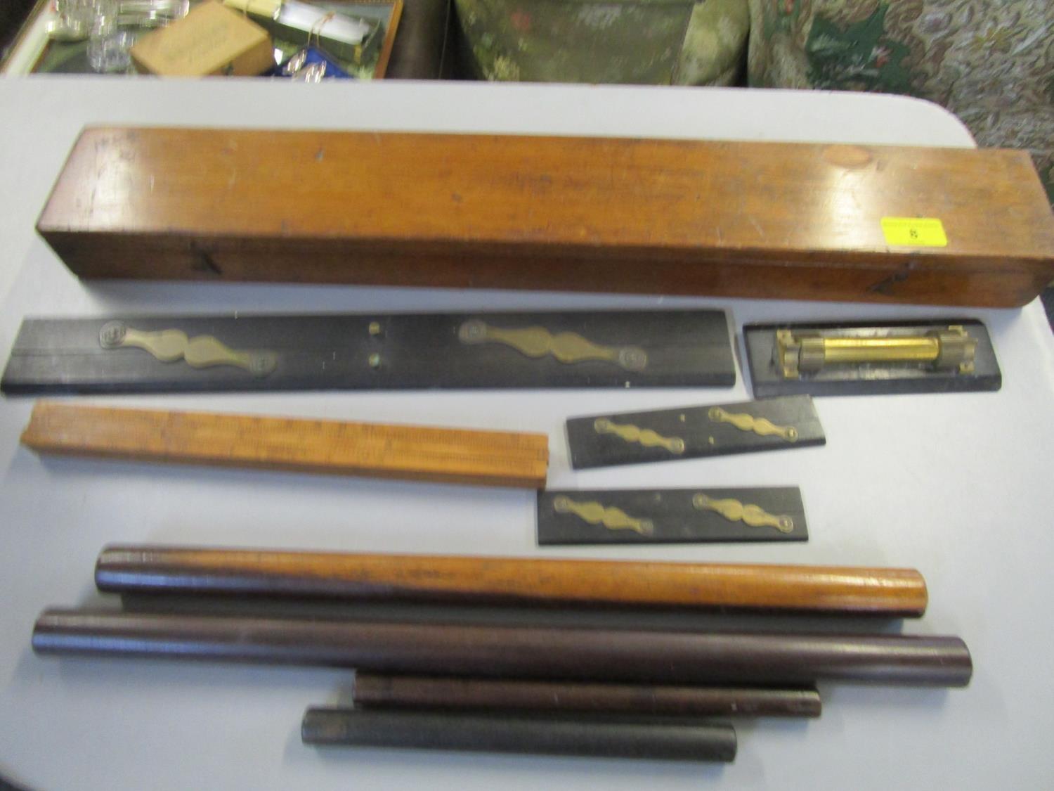 A Stanley boxed ruler and various other vintage rulers Location: LAM