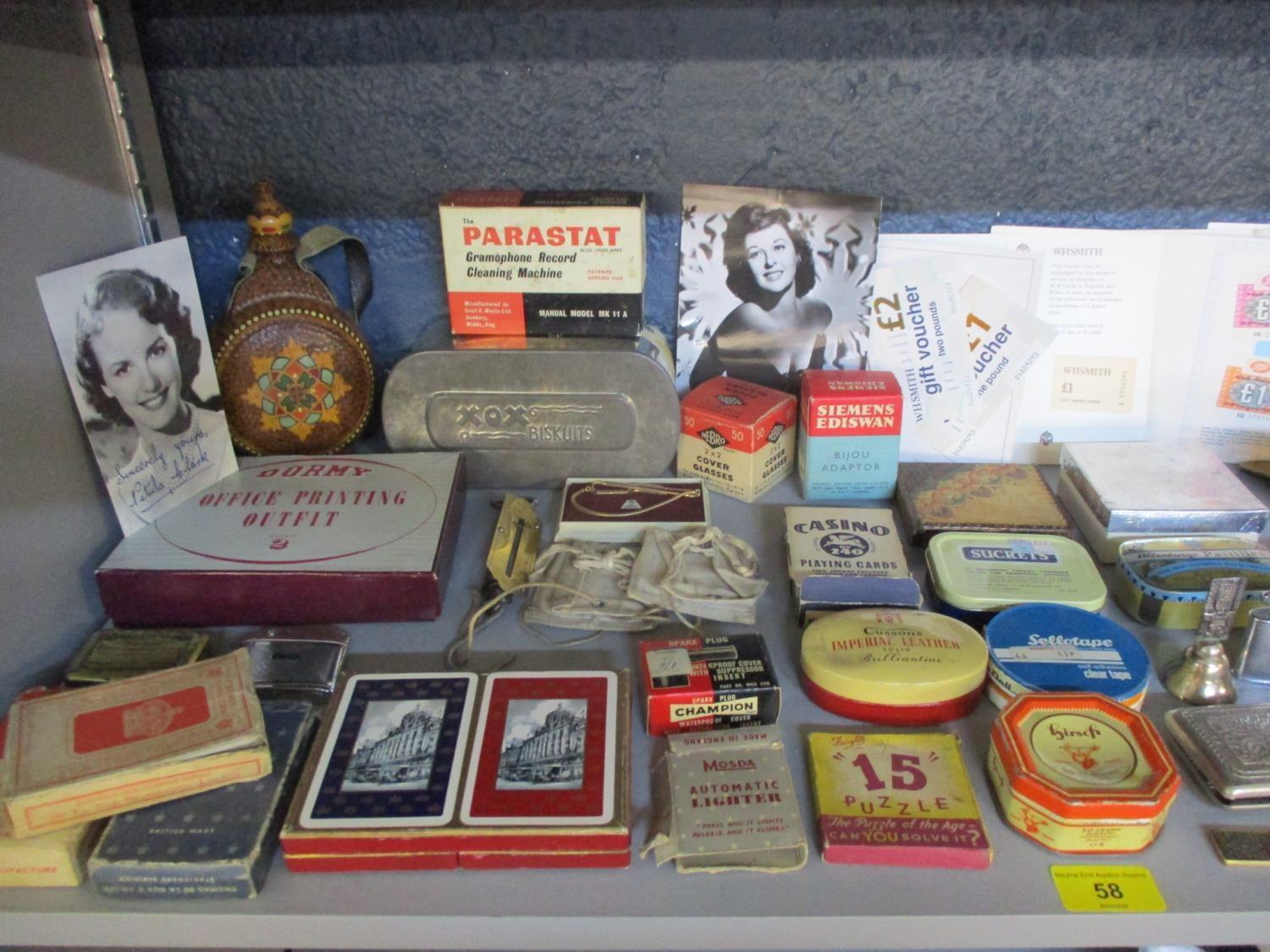 Vintage tins, cigarette boxes, signed film star photographic prints, lighters, pens, late 20th - Image 6 of 6