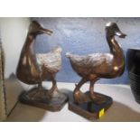 Two bronze models of ducks