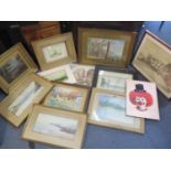 A quantity of early to late 20th century watercolours, some initialled, to include beach scenes