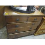 A Georgian oak chest of two short and three long, graduated drawers, 34"h x 36 1/2"w