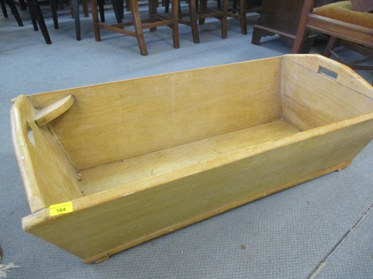 A Victorian pine wash trough with internal corner soap tray. Location:BR - Image 2 of 3