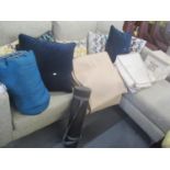 A mixed lot to include cushions, sleeping bag, mat and other items