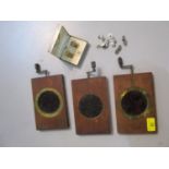 Three Victorian Kaleidoscopic lantern slides and a group of cuff links Location: PORT
