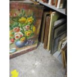 Mixed pictures to include a still life oil on canvas depicting flowers in a vase, 24" x 20",