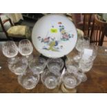 A mixed lot to include an oriental charger and mixed cut glassware to include Waterford and Thomas