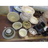 An early 20th century part dessert set, kitchen ware and silver plate together with mixed pottery to