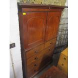 A Victorian mahogany linenpress with twin doors over two short and three long drawers, 72"h x 45"w