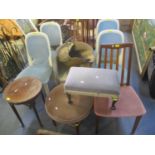 A mixed lot to include six dining chairs, two stools, occasional table, Lloyd Loom chair and a