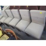 A set of five modern grey upholstered button back chairs. Location:C