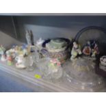 A lot of ceramics and glass to include a 19th century German porcelain figurine, Coalport part