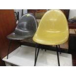 Two retro mid 20th century fibre glass moulded chairs