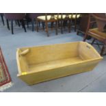 A Victorian pine wash trough with internal corner soap tray. Location:BR