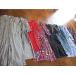 Eight late 20th century ladies day dresses in various sizes to include Nicholas Gale, Janice