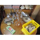A mixed lot of metalware to include silver plated trays and cutlery