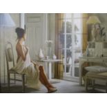 Monntoya, Malaga - A A Esperd - a young woman seated in an interior scene, oil on canvas, signed and