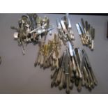 A mixed selection of silver and silver plated flatware to include some German silver Location: 2:4