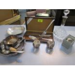 A selection of mainly German silver and silver plated items to include bottle pourers Location: 8:3