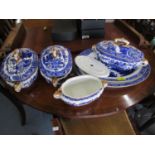 A Victorian Royal Worcester blue and white part dinner service to include tureens