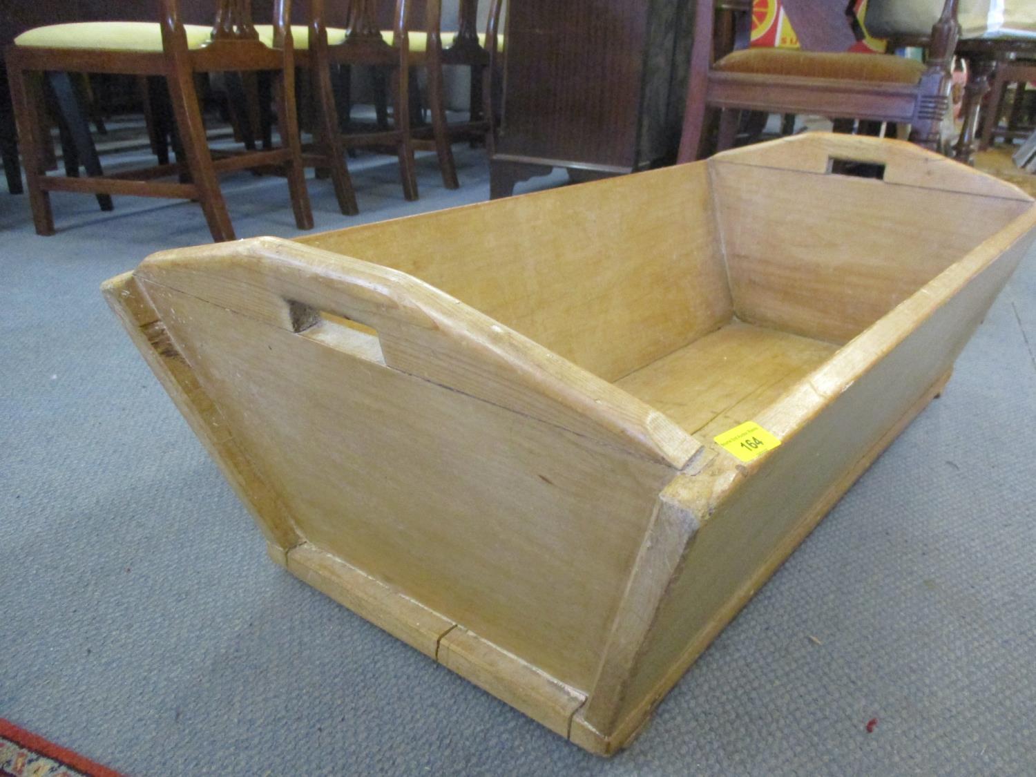 A Victorian pine wash trough with internal corner soap tray. Location:BR - Image 3 of 3