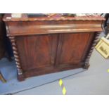 A Victorian mahogany chiffonier having a cushion moulded drawer and barley twist supports, 34 1/2"