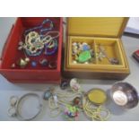 A mixed lot of mainly costume jewellery, together with two 9ct gold rings and a small white metal