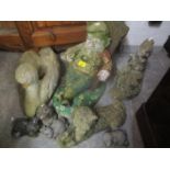 A selection of garden ornaments to include one of a seated gnome