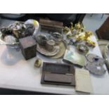 A mixed lot to include silver and silver plate, A Chinese snuff box, woodworking wooden tools and