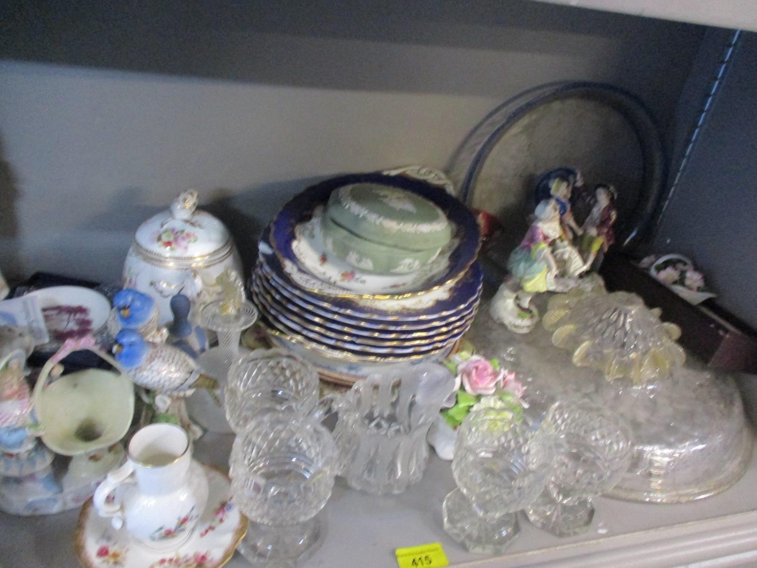 A lot of ceramics and glass to include a 19th century German porcelain figurine, Coalport part - Image 2 of 2