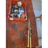 Vintage fishing and camping equipment to include Stone Leger rod and mixed reels. Location: LWB