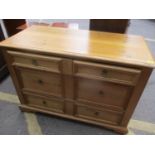 A 19th century French pine chest of three long drawers 31"h x 45"w