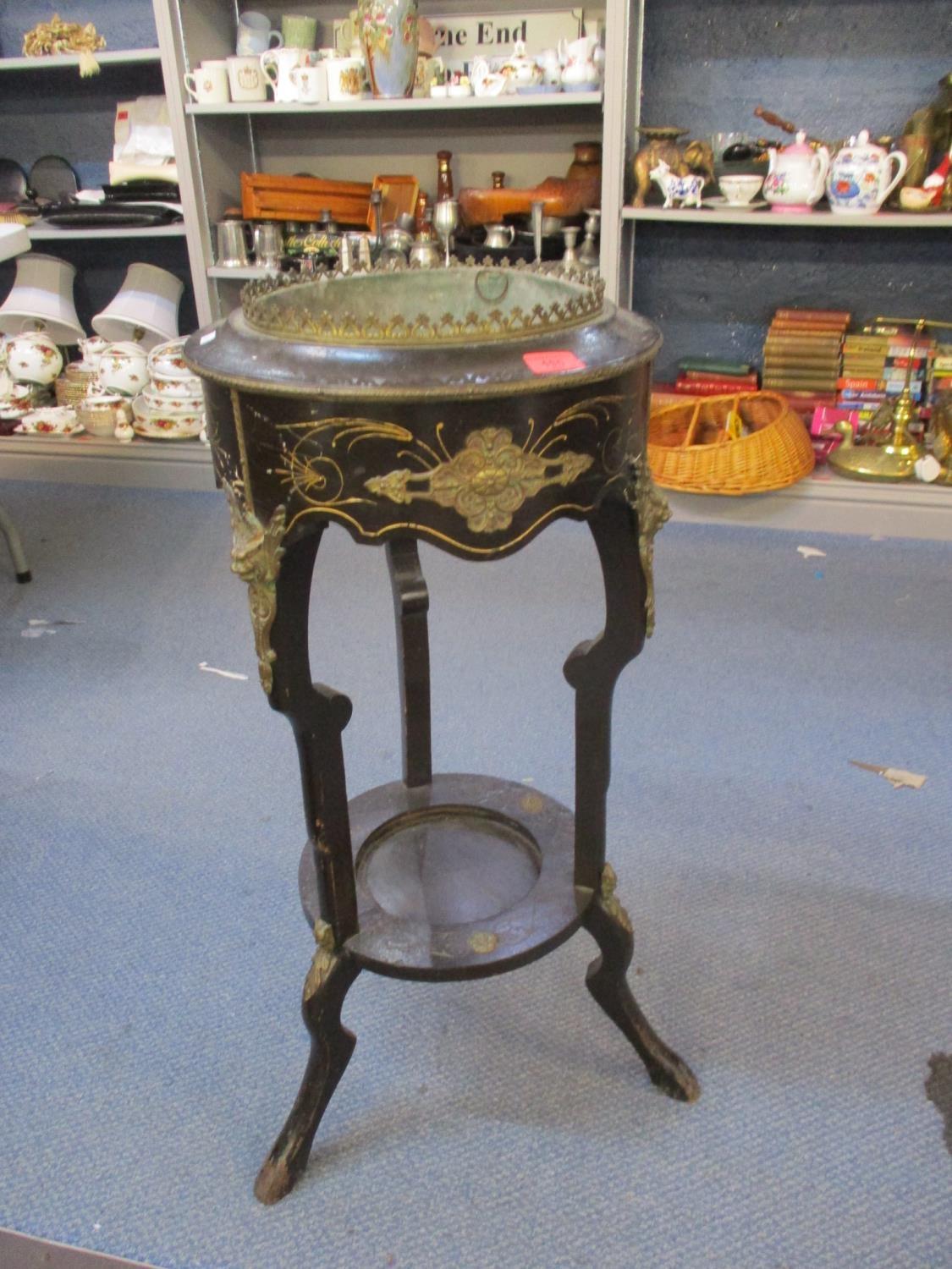 A 19th century ebonized, two tier plant stand - Image 2 of 3