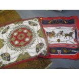 A vintage Hebe silk scarf and a Hermes style silk scarf Location: LAM