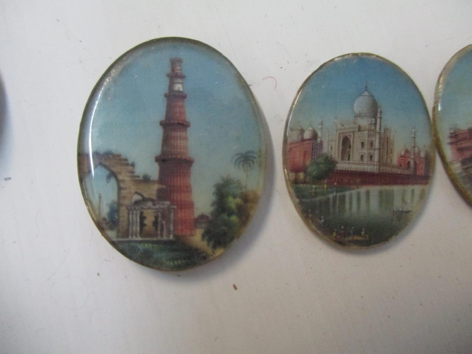 Thirteen late 19th century Indian miniatures of buildings to include Qutab Minar, Taj Mahal and - Image 2 of 2