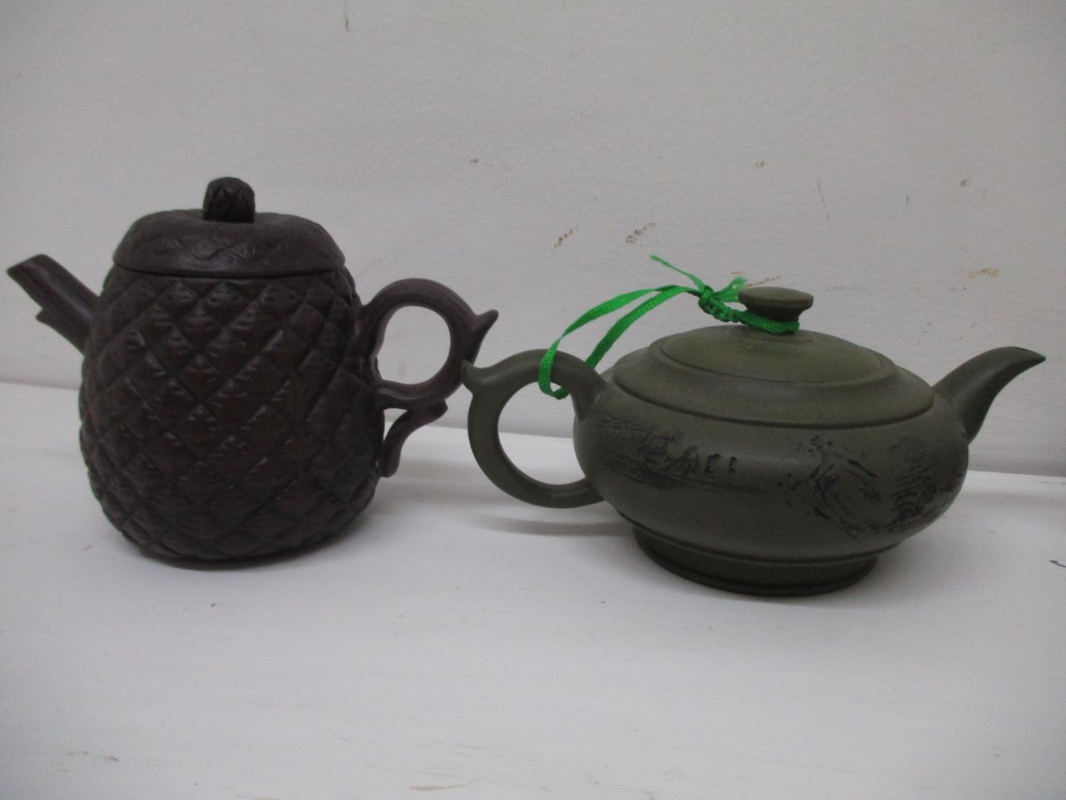 A group of Chinese Yixing Zisha pottery teapots, a pot and cover and a tea cup and saucer to include - Image 2 of 12