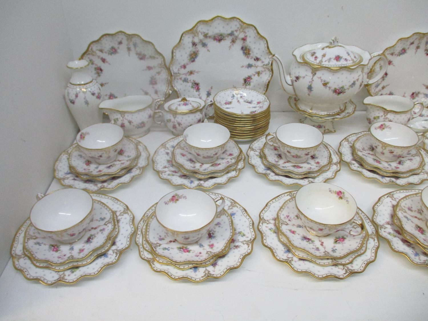 An extensive set of Royal Crown Derby Royal Antoinette pattern tea and tableware, comprising of a - Image 3 of 9