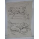 Lin Jammet - a study of two dogs, one running, the other asleep, pencil sketch signed and dated '91,