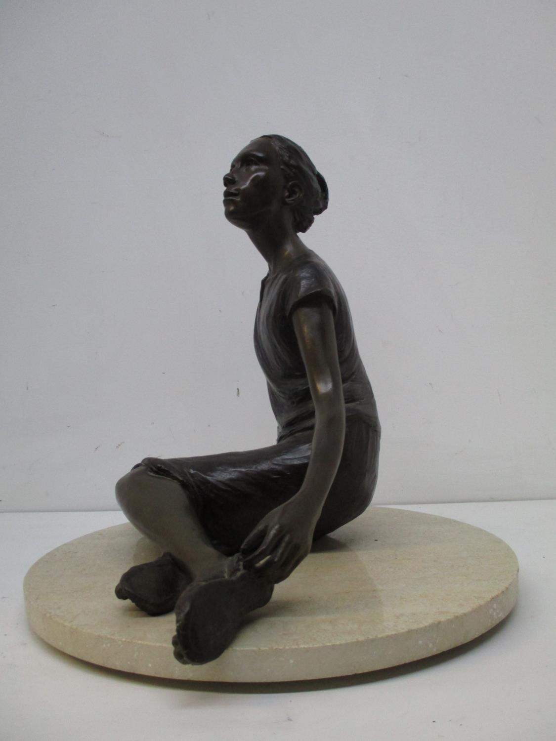 Judith Holmes Drewry - 'Tuesday's Child' a bronze figure of a girl with her hair tied up, wearing - Image 4 of 7