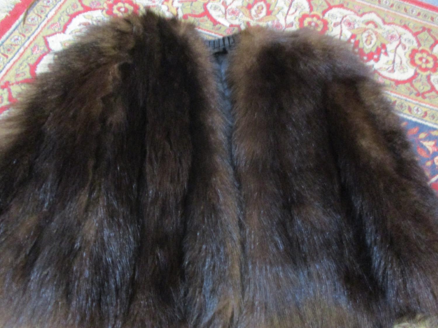 A wolf fur waistcoat, a vintage dark brown cape and a vintage dark brown mink cape - Image 3 of 4