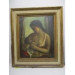 Guy Cambier (1923-1908) - a mother breast feeding her child, oil on canvas signed and dated '52