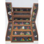 A set of twelve religious magic lantern slides each with three scenes in mahogany frames, 4" h x