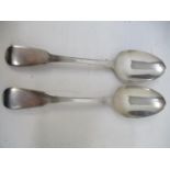A pair of George IV silver fiddle pattern table spoons by Thomas Wilkes Barker, London 1825, 150g