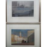 Henry Franks Waring - 'St Marks Square' and 'Strolling by a Canal Venice', watercolour both signed